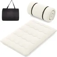 Costway Matras met wasbare hoes en draagtas, inklapbare tatami-mat, vloermatras 140x200 cm, beige