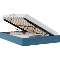 vidaXL Ottoman Bedframe met opslag Donkerblauw 140 x 200 cm Fluweel