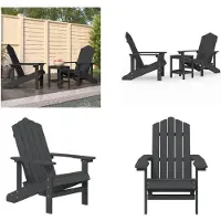 vidaXL Tuinstoelen Adirondack met tafel HDPE antracietkleurig - Tuinstoel - Tuinstoelen - Terrasstoel - Tuintafel