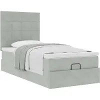 Syfax Ottoman bed met matrassen 90x200cm fluweel lichtgrijs