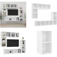 vidaXL 4-delige Tv-meubelset bewerkt hout wit - Tv-kastenset - Tv-kastensets - Tv-kasten - Tv-meubelset
