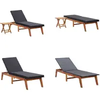 vidaXL Ligbed met tafel poly rattan en massief acaciahout - Zonnebed - Zonnebedden - Ligstoel - Ligstoelen