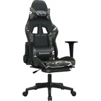 Syfax Massage gamestoel met voetensteun kunstleer zwart en camouflage