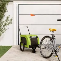 Prolenta Maison Exclusive - Fietsaanhanger voor honden, groen en zwart, gemaakt van Oxford-stof en metaal