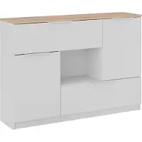 Vicco Betti Dressoir – 120 x 83.6 cm 2x deur, 2x lade en 1x open vak Wit/Sonoma