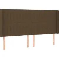 vidaXL Hoofdbord met randen 183x16x118/128 cm stof donkerbruin