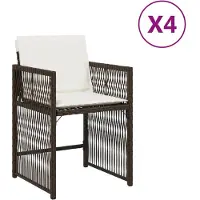 Syfax Tuinstoelen 4 st met kussens poly rattan bruin