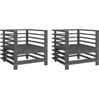 vidaXL Tuinstoelen 2 st massief grenenhout grijs