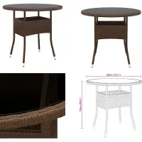 vidaXL Tuintafel Ø80x75 cm, glasplaat en polyrotan, bruin - Tuintafel - Tuintafels - Tuin eettafel - Buiten eettafel