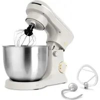 Berlinger Haus Multifunctionele keukenmachine, 1500W, 5 liter, roestvrij staal, met antiaanbaklaag op de haak en garde, 6 snelheden, stille motor, elegant design, mat crème kleur