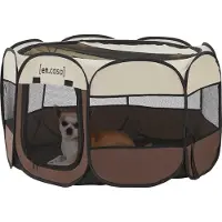 En.casa Pop-up bench Telford 58x114x114 cm voor dieren bruin en creme