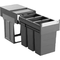 Hailo Tandem afvalsysteem vanaf kastbreedte 40cm grijs 24 liter (3 x 8 liter)