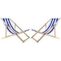 Woodok 2x Buitenmand/strandmand van het merk Buche, blauw gestreept