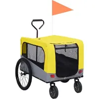 Syfax Fietstrailer en hondenwagen 2-in-1 geel en grijs