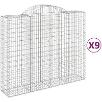 vidaXL Schanskorven 9 st gewelfd 200x50x160/180 cm ijzer