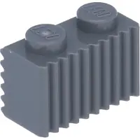 LEGO 1x2 ribbelstenen. Ribbelstenen, donkergrijs - 2877. Nieuw! Aantal: 50 stuks