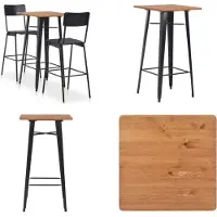 vidaXL 3-delige Barset staal zwart - Barset - Barsets - Eetset - Eetsets