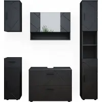 Vicco Badkamermeubel set Irma Antraciet Hoogglans 5-delig, Model 39593