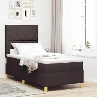 Prolenta Maison Exclusive - LED boxspringbed met hoofdeinde, donkerbruin, 90 x 190 cm, gestoffeerd