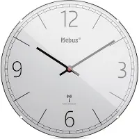 OEM radiogestuurde wandklok, stil, koepelglas, frameloos, grijs, model 12986 - Modern design en exacte tijd