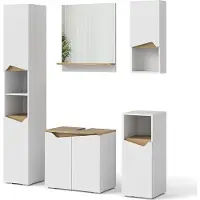 Vicco Badkamermeubelset Marelle, Wit/Artisanaal eiken, 5-delig