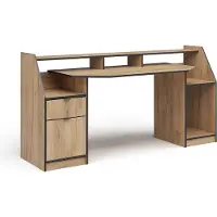 Vicco Joel Gamingtafel – 179.8 x 65.5 cm met 1 lade en 1 deur Krachtige eik goud