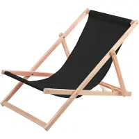 Woodok ligbed van beukenhout, zwart, ideaal voor strand, balkon en terras