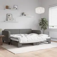 Prolenta Maison Exclusive - Uittrekbaar dagbed, donkergrijs, 90x200 cm, gestoffeerd