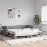 Prolenta Maison Exclusive - Uittrekbaar dagbed, lichtgrijs, 100x200 cm, gestoffeerd