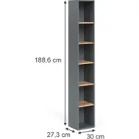 Vicco Hoge kast Viktor Antraciet/gouden eik 30 x 188.6 cm, Model 55157