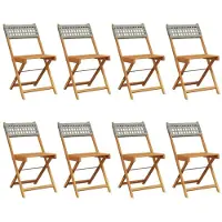 vidaXL Tuinstoelen 8 st inklapbaar poly rattan en massief hout grijs