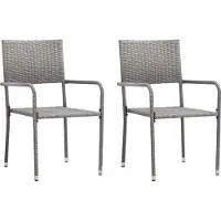 Syfax Tuinstoelen 2 st stapelbaar poly rattan grijs