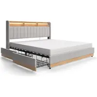 VitaliSpa Nura Gestoffeerd bed – 180x200 cm met matras Grijs