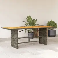 Prolenta Maison Exclusive - Tuintafel met acaciahouten blad, grijs, 190x80x74 cm, polyrotan