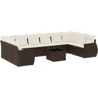 vidaXL 11-delige Loungeset met kussens poly rattan bruin
