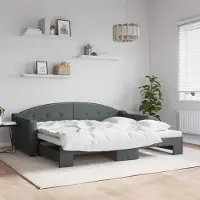 Prolenta Maison Exclusive - Uittrekbaar dagbed, donkergrijs, 90x200 cm, gestoffeerd