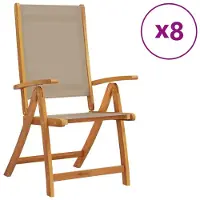 Syfax Opklapbare stoelen, 8 stuks, van massief acaciahout en textilene.