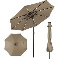 Costway Parasol met LED Verlichting - Ø300cm - Bruin