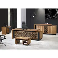 AEA Komplettbüro Büromöbel Schreibtisch Büro Bürotisch Set 4tlg Holz Braun
