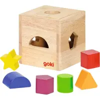 Goki Sorteerkist - Diverse Vormblokken Ii - 11X11X11Cm - 6 Verschillende Vormen - Hout