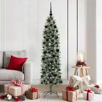 Prolenta Maison Exclusive - Kunstkerstboom, slank model, groen en wit, 180 cm