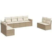 vidaXL 8-delige Loungeset met kussens poly rattan beige