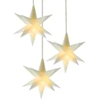Spetebo 3D Kerstster 10 cm, set van 3 met timer - wit - Decoratieve lichtster, werkt op batterijen, voor binnenshuis