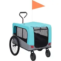 Prolenta Maison Exclusive - 2-in-1 fietsaanhanger voor honden en kinderwagen, blauw en grijs