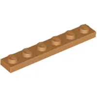 LEGO 1x6 Platte steen 3666 - 50 stuks, medium nougat kleur