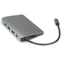 Roline 12.02.1021, Kabel, USB 3.2 Gen 2 (3.1 Gen 2), Type-C, 3,5 mm, grijs, MicroSD (TransFlash), SD, 5 Gbit/s