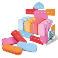 Pigna 0232766AR, Zachte potloodentas, EVA (ethyleen-vinylacetaat), Siliconen, Diverse kleuren, Blauw, Oranje, Roze, Rood, Effen kleur, Rits, 120 mm