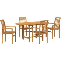 Syfax Tuin eettafelset 5 st Bruin Massief Teakhout