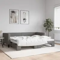 Prolenta Maison Exclusive - Uittrekbaar dagbed, donkergrijs, 90x190 cm, gestoffeerd