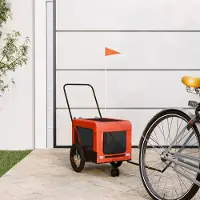 Prolenta Maison Exclusive - Fietsaanhanger voor honden, oranje en zwart, gemaakt van Oxford-stof en metaal